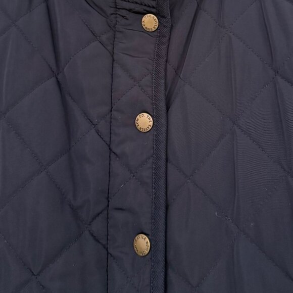 The Savile Row Co Quilted Gilet Vest Navy Plaid Lining Size M Equestrian Preppy - Picture 7 of 11